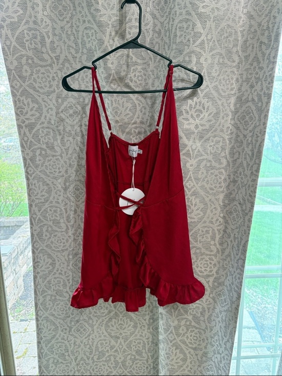 Polly Dresses & Skirts - Polly My Jewel Mini Dress Wine - Red Ruffle Slip Dress - NWT